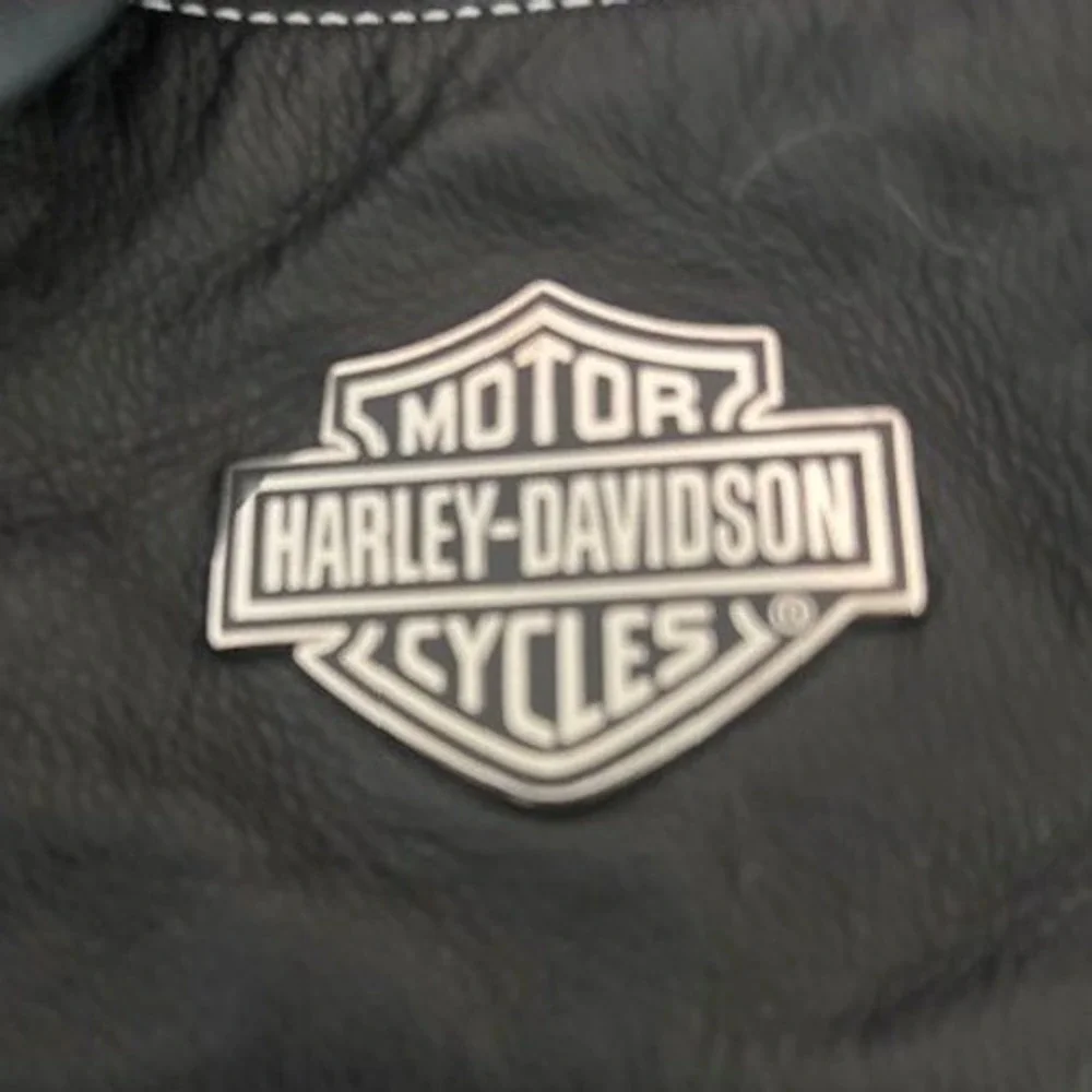 Harley-Davidson Motorcycle Jacket Mens XL Black Good Nylon Leather Trim Zip